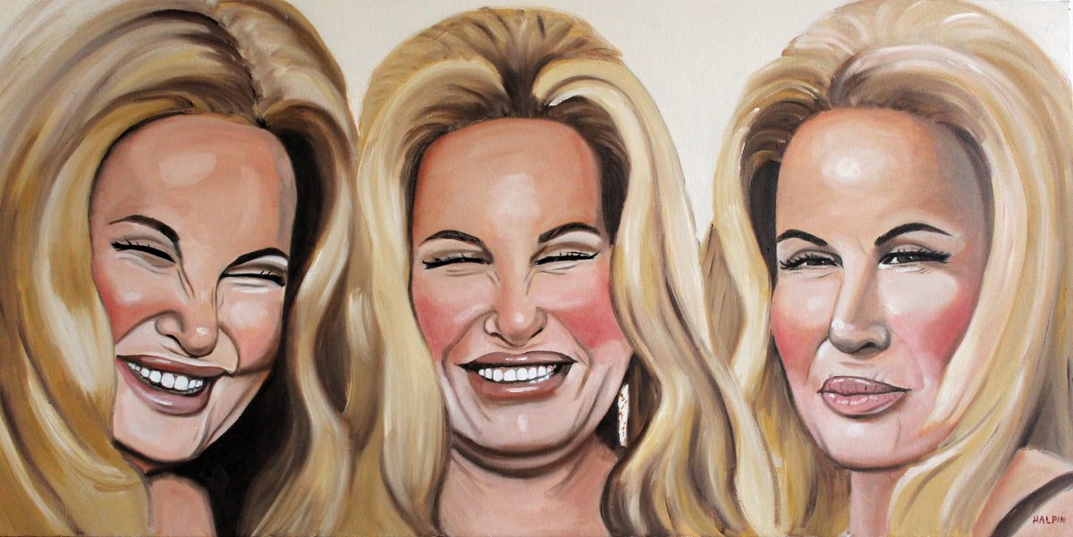 Urban And Pop Portrait Oil Painting By Mathew Halpin, 39 X 20", Two Was Never Enough, Original Artwork