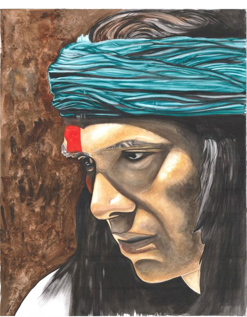 Grey Eyes, Native American. by June Holman