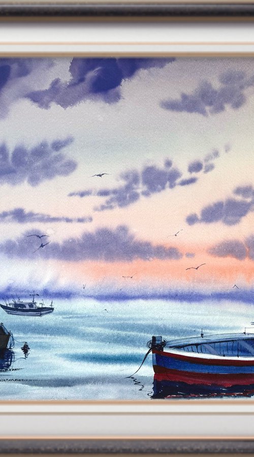 Seascapes Evening Silence by Yuliia Sharapova