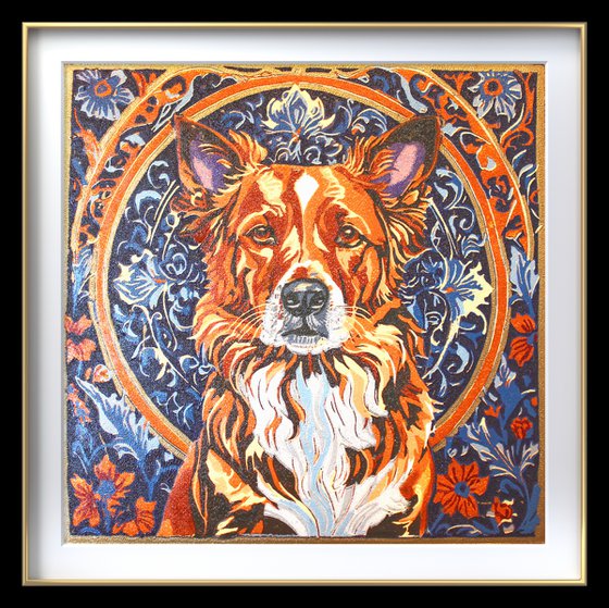 Dog – reduction linocut print