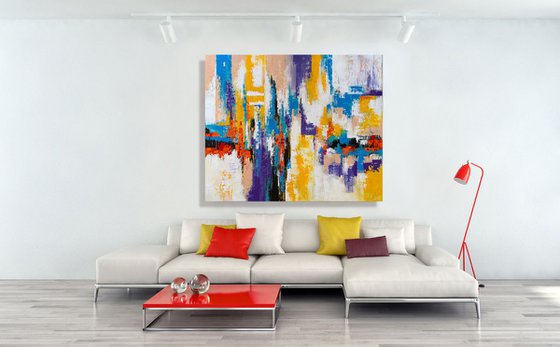 Stay Close To Me - XL LARGE,  TEXTURED ABSTRACT ART, PALETTE KNIFE ART – EXPRESSIONS OF ENERGY AND LIGHT. READY TO HANG!