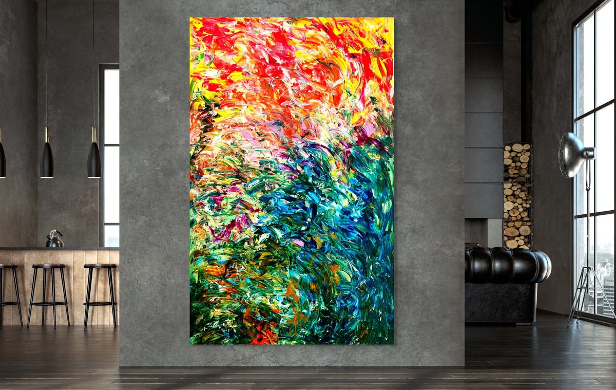 Organic Abstract Acrylic Painting By Estelle Asmodelle, 49 X 79, From Green Evolving, Original Artwork