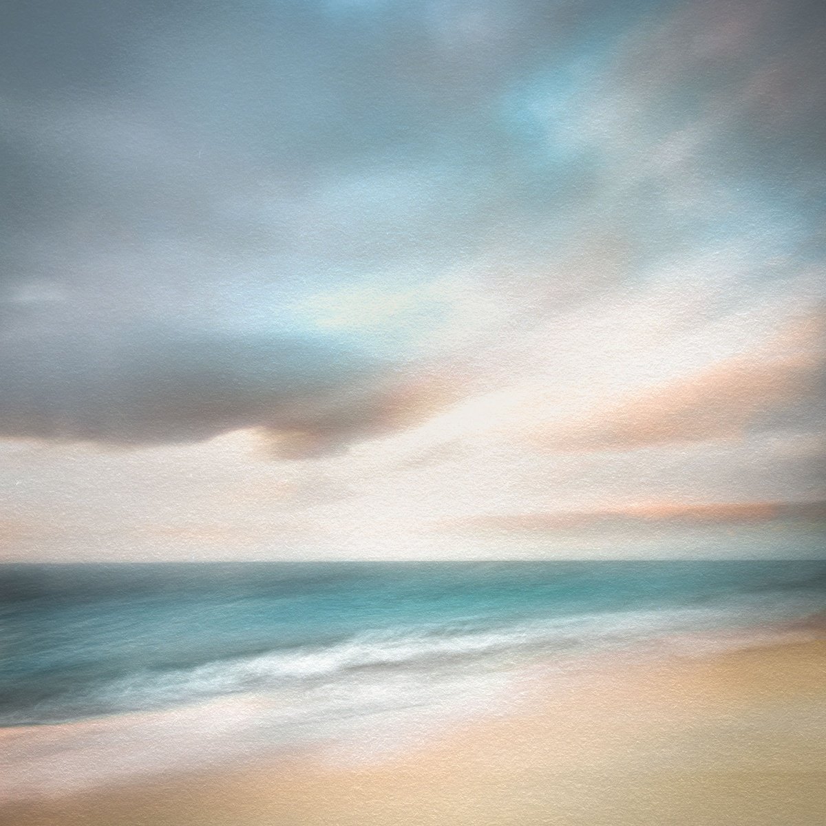 Impressionistic Landscape Photograph By Lynne Douglas, 60 X 60", Softly Sing The Waves, Original Artwork