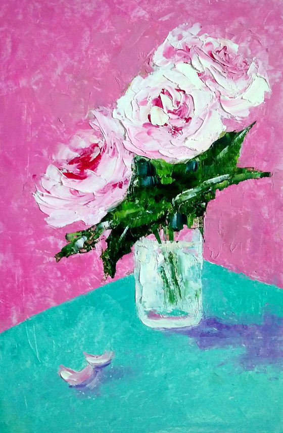 Peony Painting Original Art Floral Artwork Peonies Wall Art Flower Bouquet