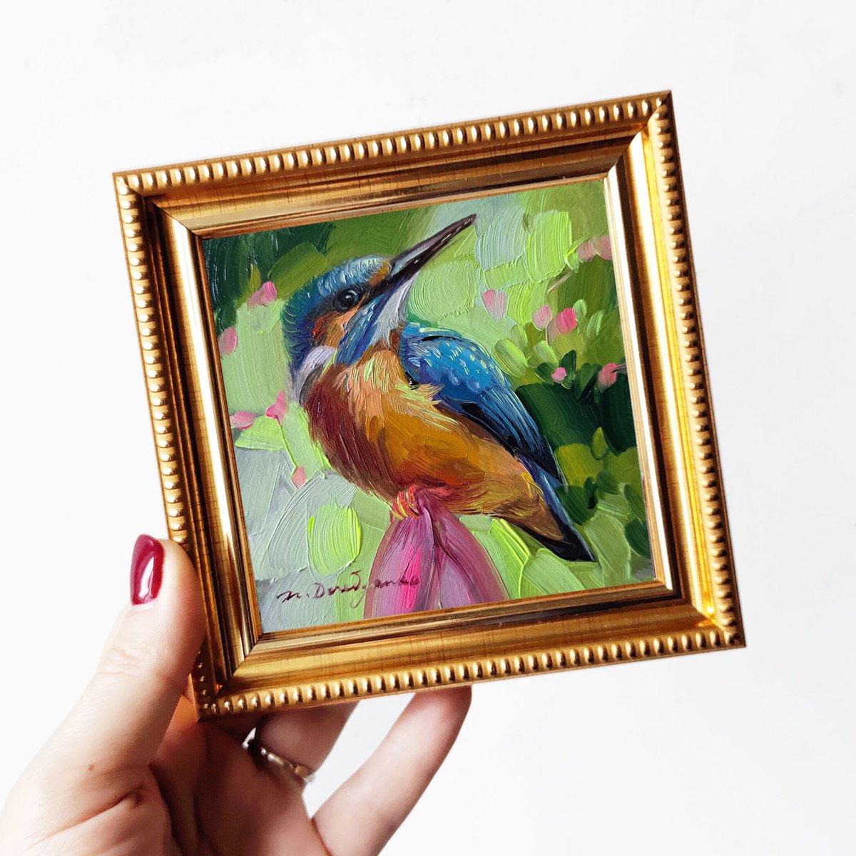 Kingfisher bird painting by Nataly Derevyanko