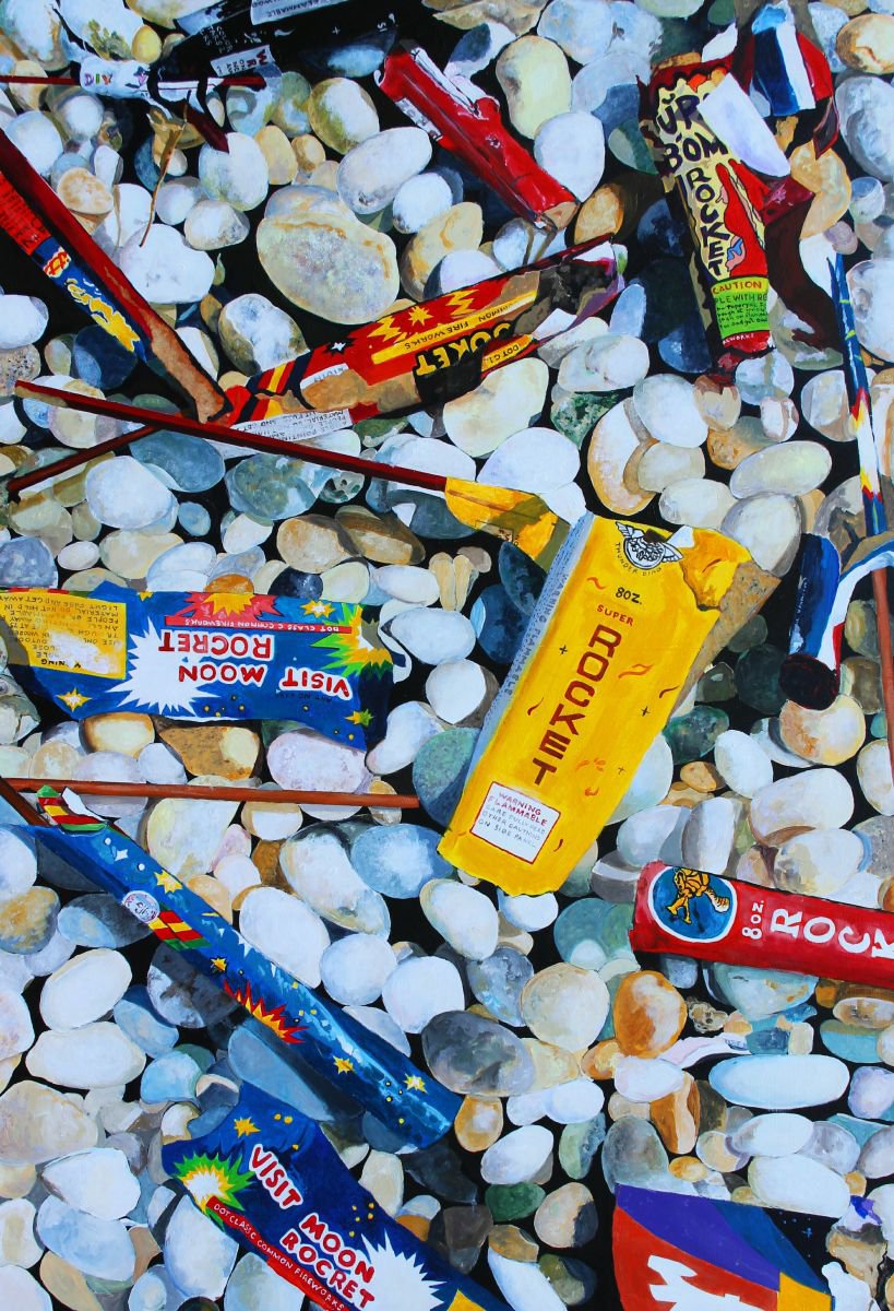 Photorealistic Landscape Acrylic Painting By Ken Vrana, 33 X 48", Towd Point - July 5Th, Original Artwork