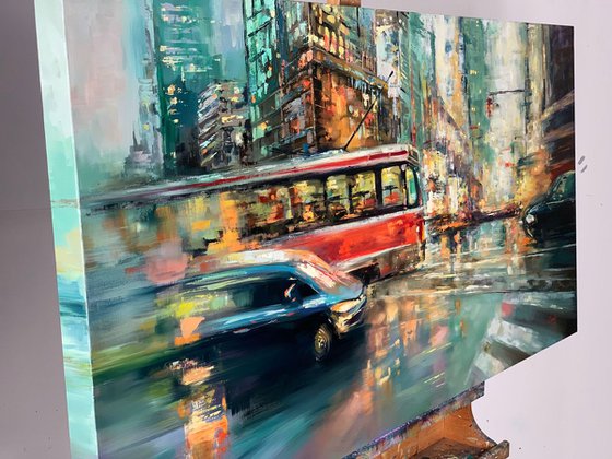 Timeline - cityscape painting, landscape, oil painting, New York street scenes, impressionism, city