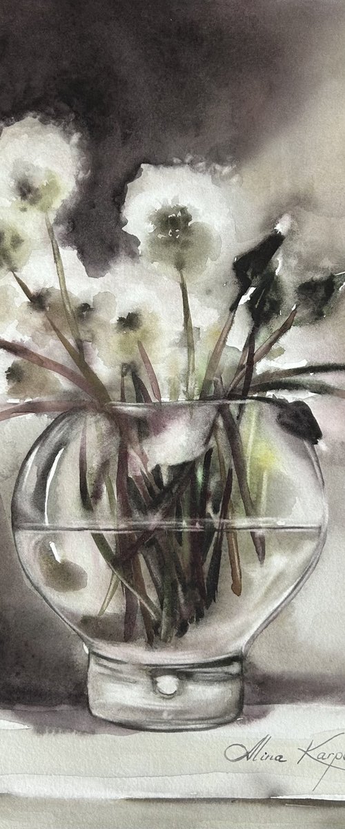 Dandelions still life by Alina Karpova