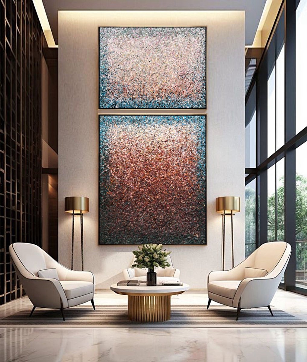 Impressionistic Abstract Acrylic Painting By Nadiia Antoniuk, 59 X 110", In Search Of Serenity, Original Artwork