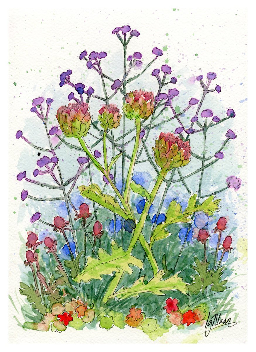 Artichokes and Verbena by Lisa Mann