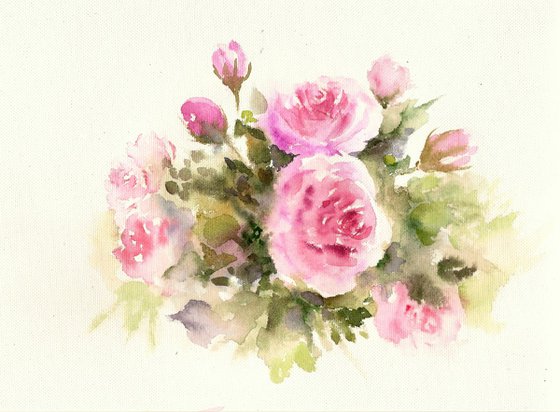 Bunch of Pink Spring Roses