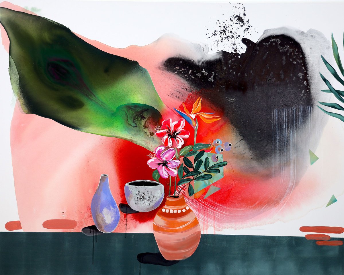 Organic Abstract Painting By Poovi Art, 60 X 48", Your Absence, Original Artwork