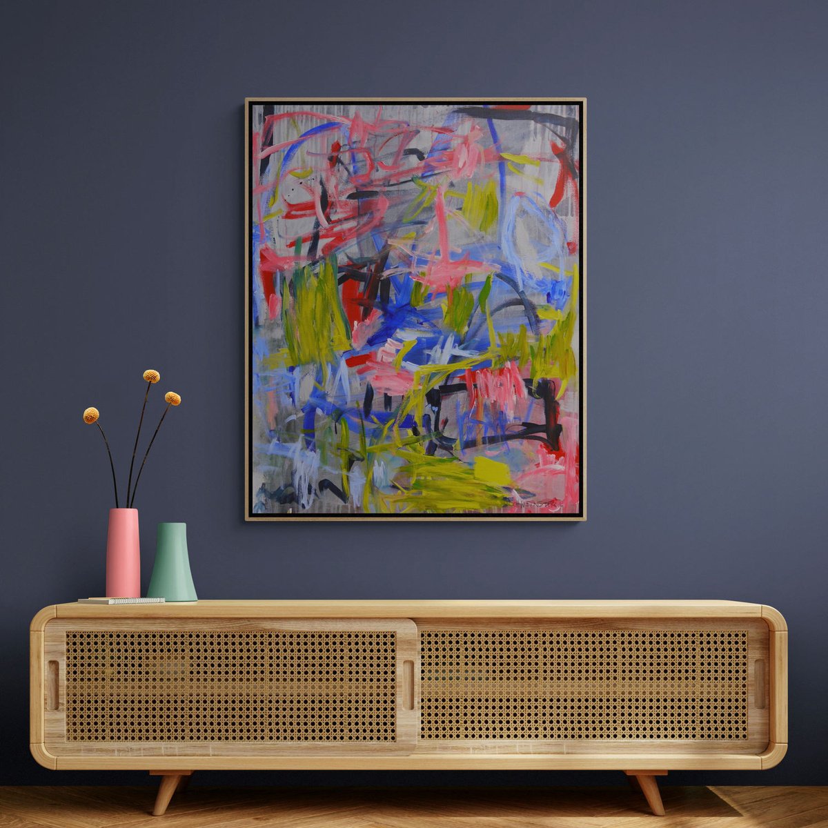 Expressive Abstract Acrylic Painting By Daniela Schweinsberg, 31 X 39, Tune Of Spring 1, Original Artwork