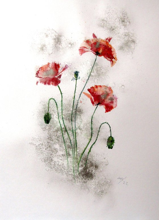 Poppies in silver