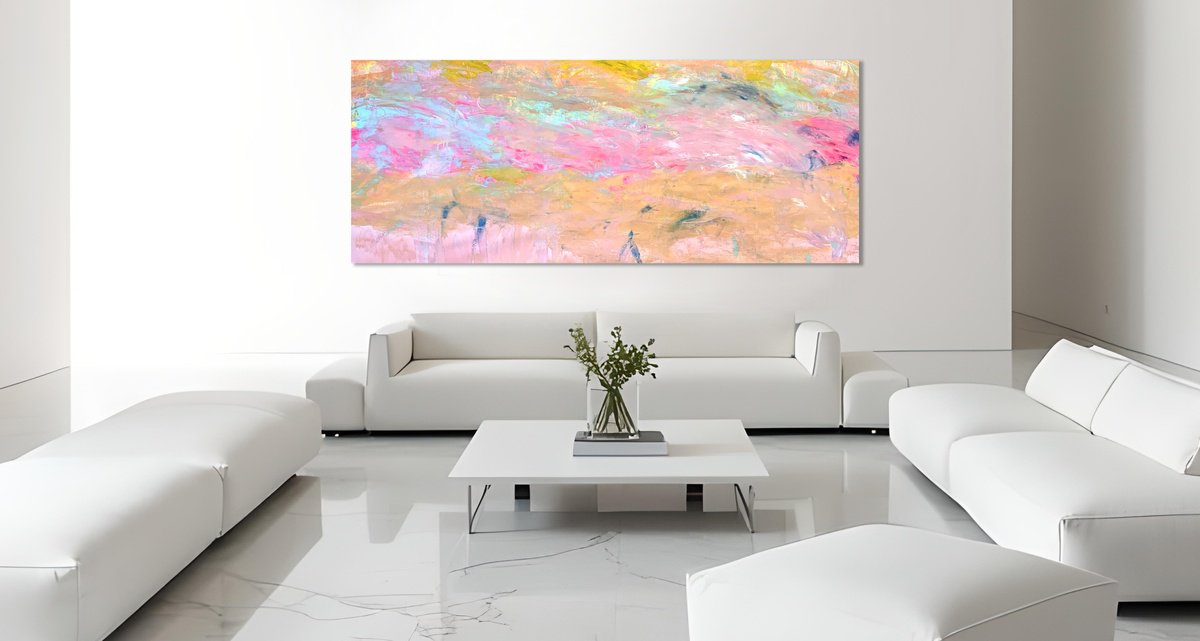 Organic Abstract Acrylic Painting By Estelle Asmodelle, 79 X 31, Wistful Optimism, Original Artwork