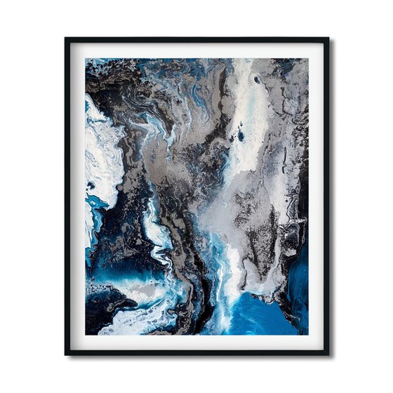 Silver Blue Abstract Canvas