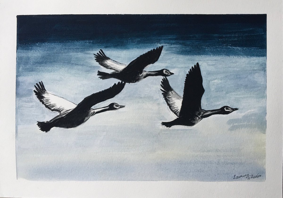 Geese Flying Home before the Storm by Laurence Wheeler