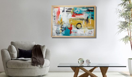framed paintings for living room/extra large painting/abstract Wall Art/original painting/painting on canvas 100x70-title-c752