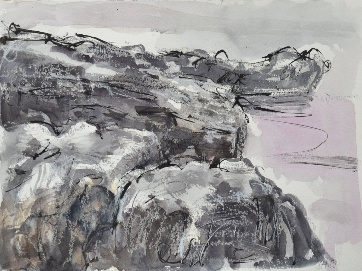 Abstract Watercolour By Nelina Trubach-Moshnikova, 16 X 12", Before And After 2, Original Artwork