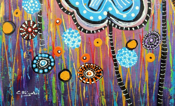 Carnevali - Large original abstract floral painting