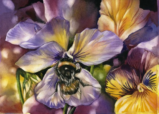 bee with pansy