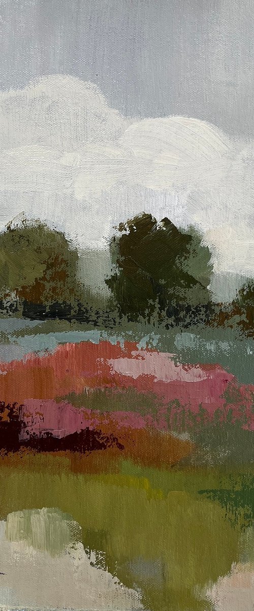 burgundy and Sage Landscape I by Silvia  Vassileva