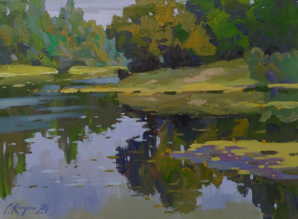 Impressionistic Landscape Acrylic Painting By Sergey Kachin, 24 X 18", Summer 24, Original Artwork