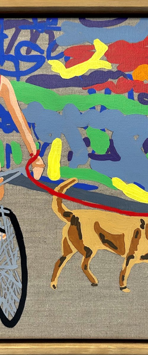 Lady in Red - Lane Ride 33.5cm x 33.5cm by DEBORAH LANG