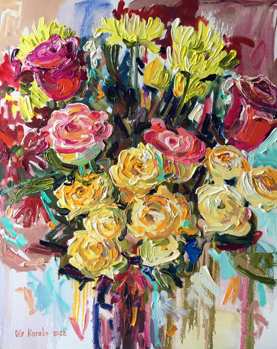 Yellow and Red, 80x100cm by Ole Karako