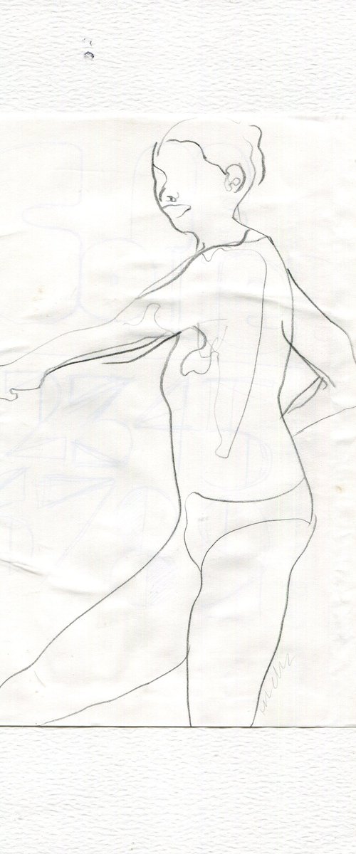 Life drawing sketch - girl stretching by Hannah Clark