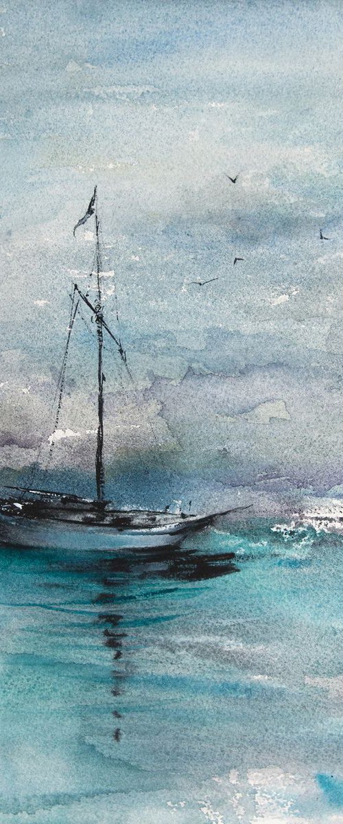 sailing boat by Andrzej Rabiega