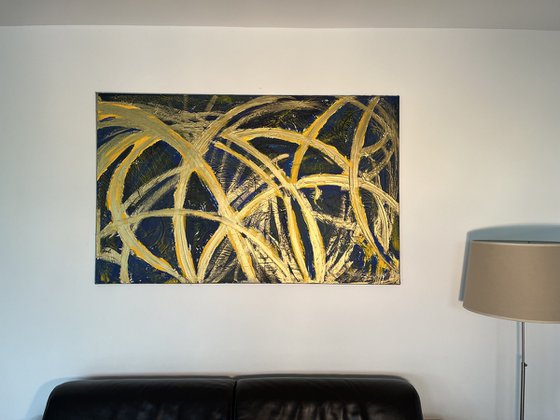 Gold Blue XXL Painting