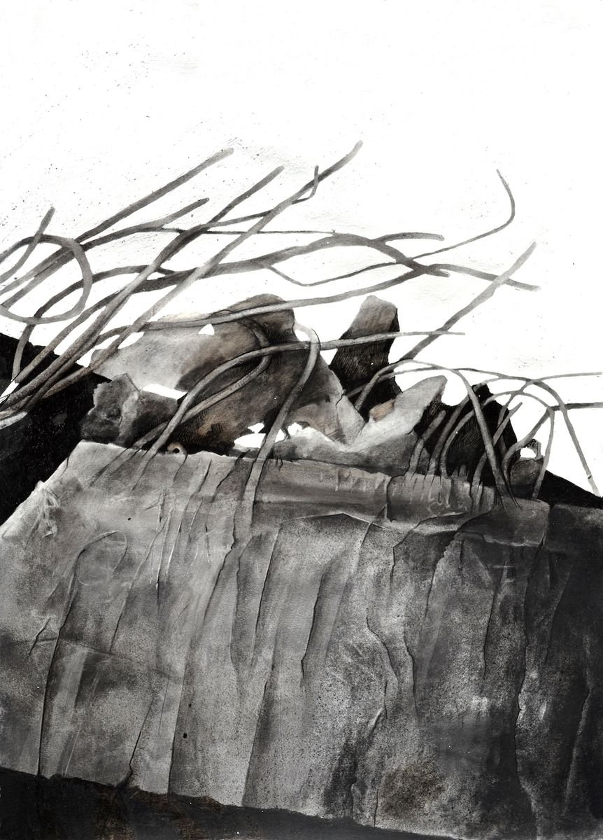 Expressive Abstract Charcoal Drawing By Melinda Matyas, 20 X 28", Words Unspoken, Original Artwork