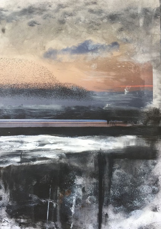 Migration Acrylic Painting On Eco Magazine Paper Artfinder