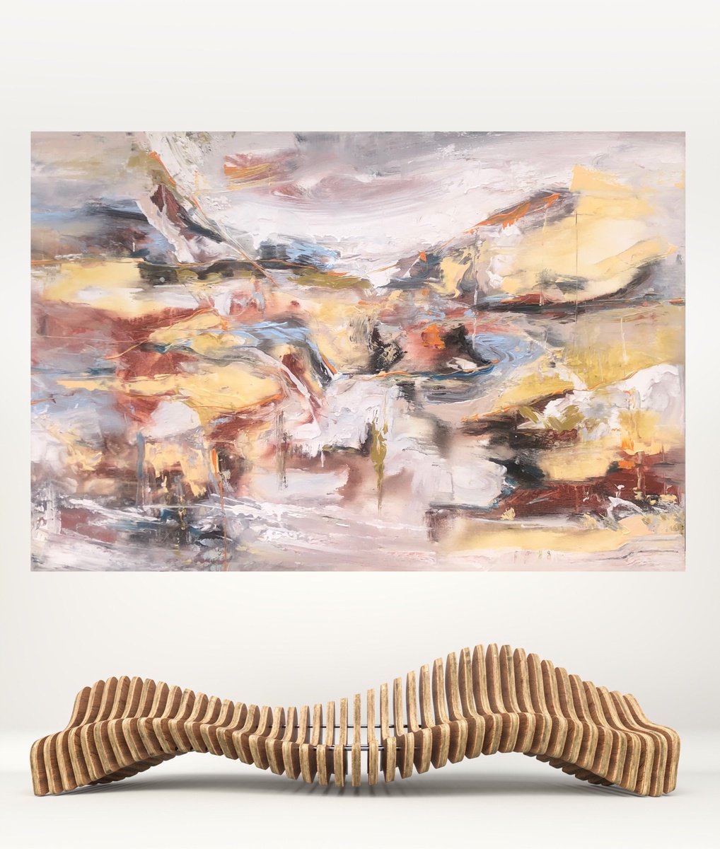 Abstract Painting By Snezana Djordjevic, 39 X 28", Journey Through The Clouds-8, Original Artwork