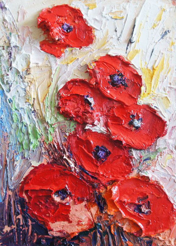 Poppies, oil painting