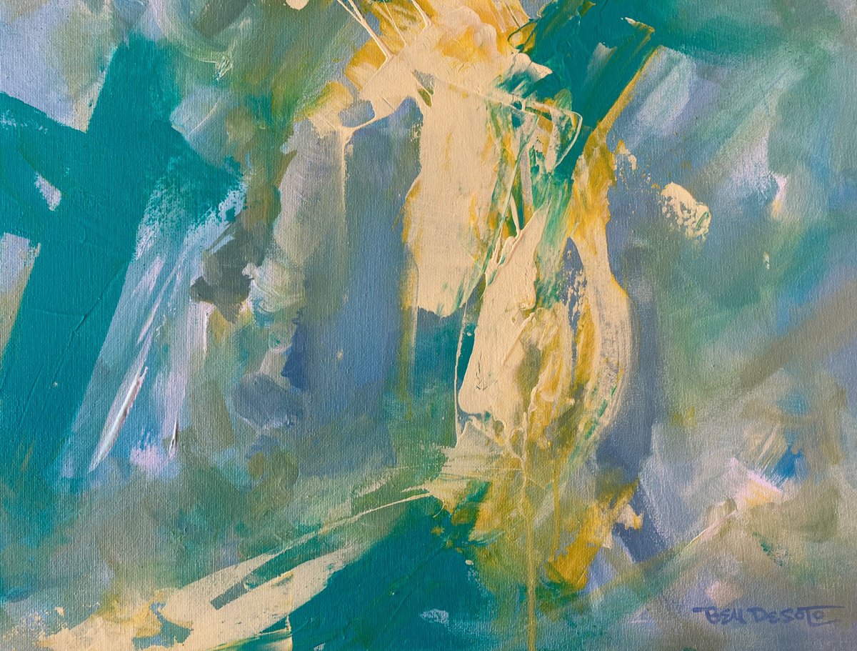 Abstract Acrylic Painting By Ben De Soto, 20 X 16, Abstract Qq5, Original Artwork