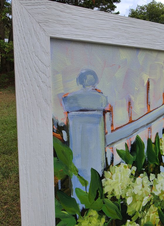 White Hydrangeas by the Fence