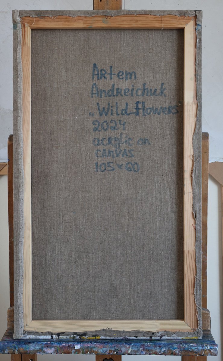 Expressive Botanical Acrylic Painting By Artem Andreichuk, 24 X 41, Flowers. Lilies, Original Artwork