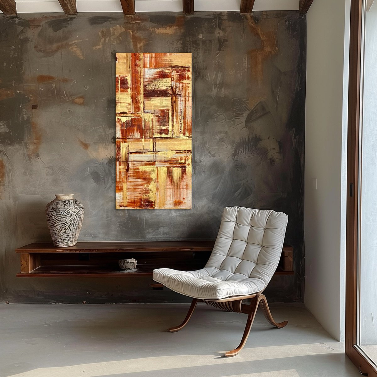 Field Of Study Ochre 50X100X2 Cm By Exclusive Arts, 20 X 39, Artwork For Sale On Artfinder