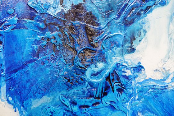 Blue Champagne 160cm x 100cm Textured Abstract Art