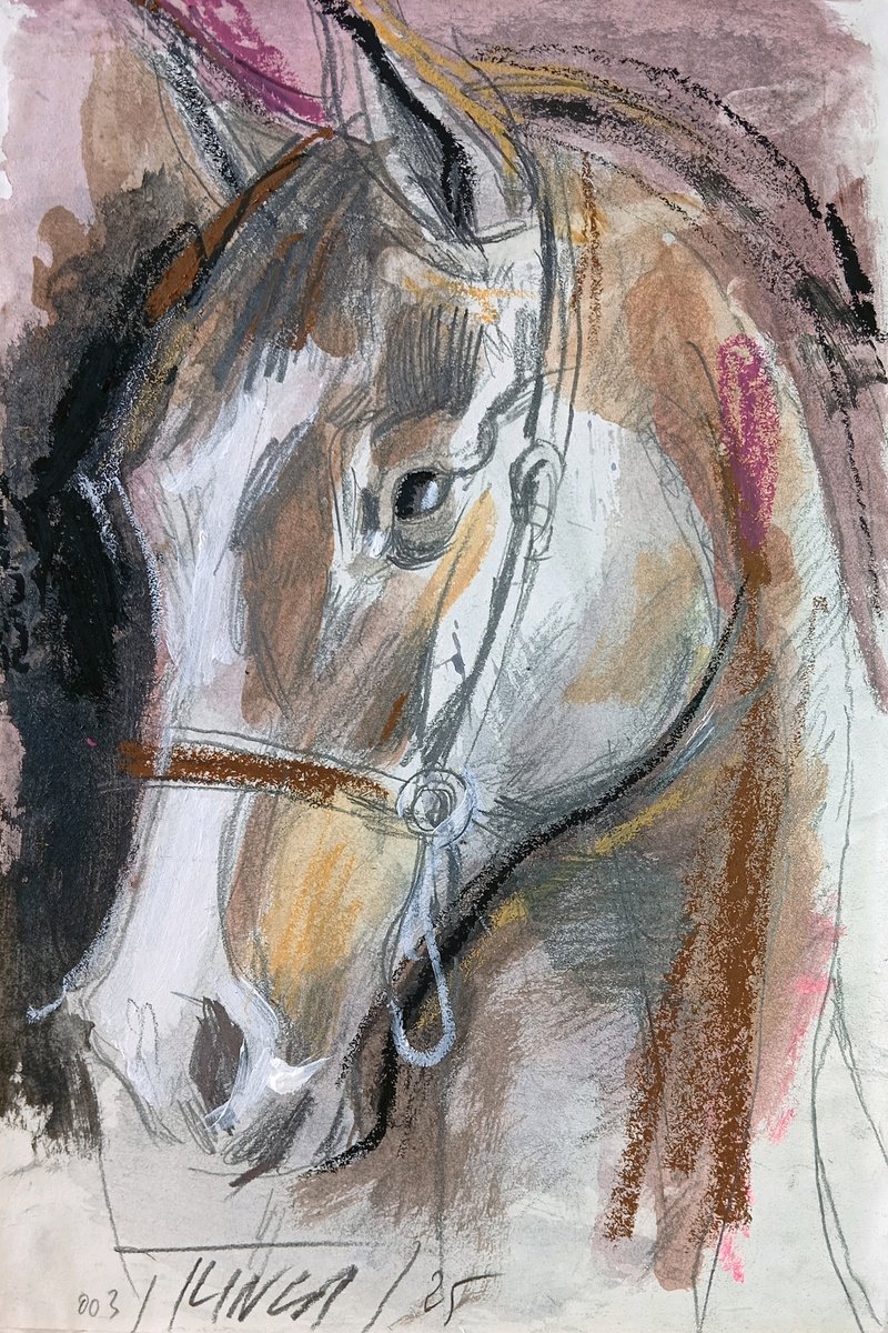 Expressive Animal Painting By Catalin Ilinca, 13 X 17, Wild Grace 2-2025 (Study), Original Artwork