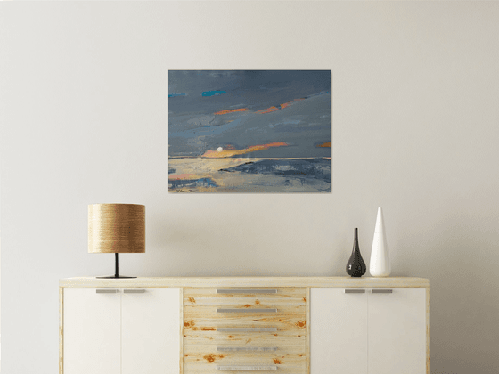 Expressionist painting - "Spring evening" - Landscape - Impressionism - Minimalism - Sunset