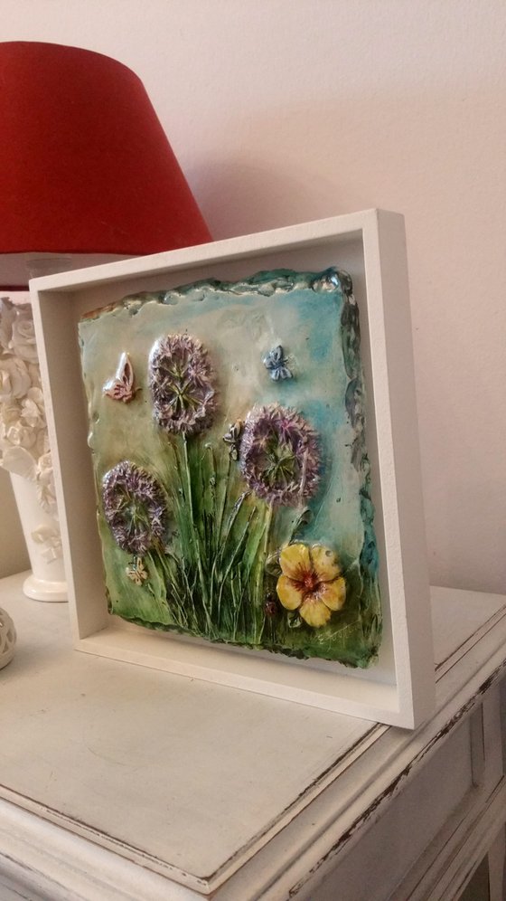 "Springtime I"  "Framed 25x25x3cm.Unique work