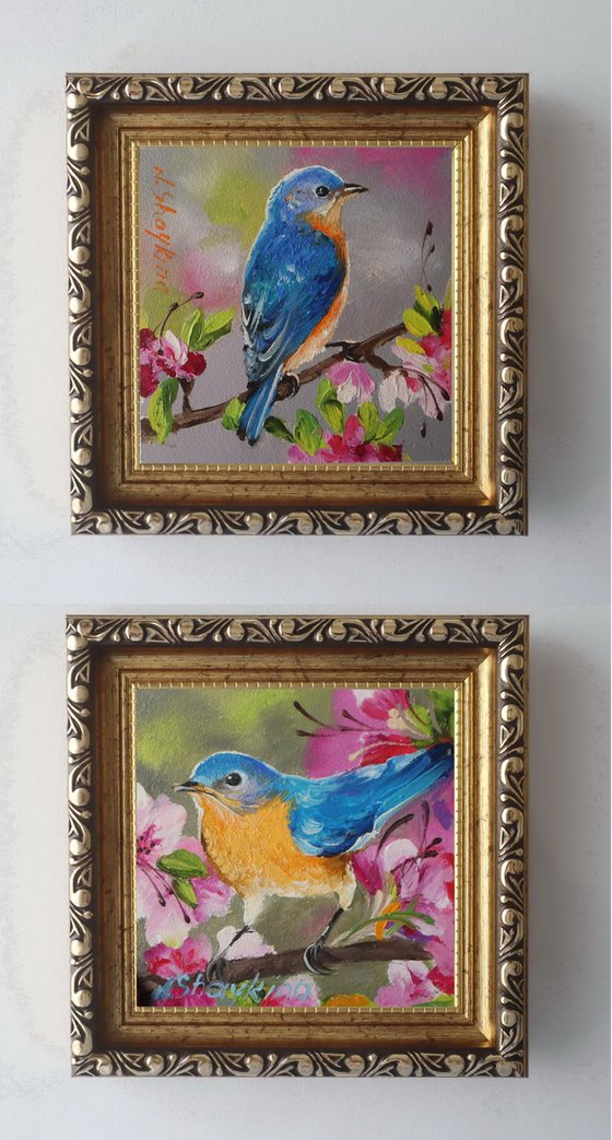 Bluebird on Blossom Branch, Happiness Bird