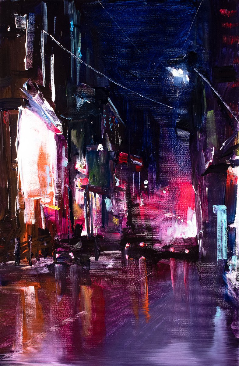 City Night painting by Bozhena Fuchs