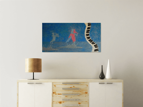 "Passion For Jazz" - large abstract music, dancers, home, office decor; gift idea