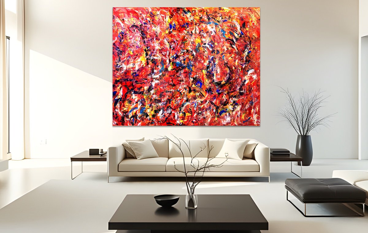 Organic Abstract Acrylic Painting By Estelle Asmodelle, 78 X 62, True Romance, Original Artwork