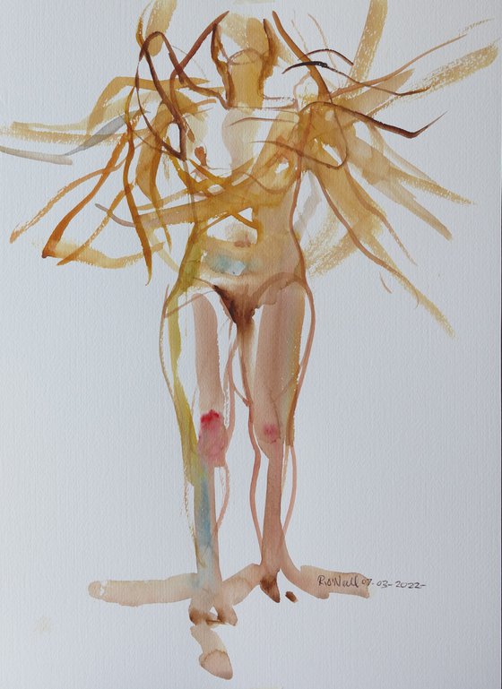 standing female nude continuous movement