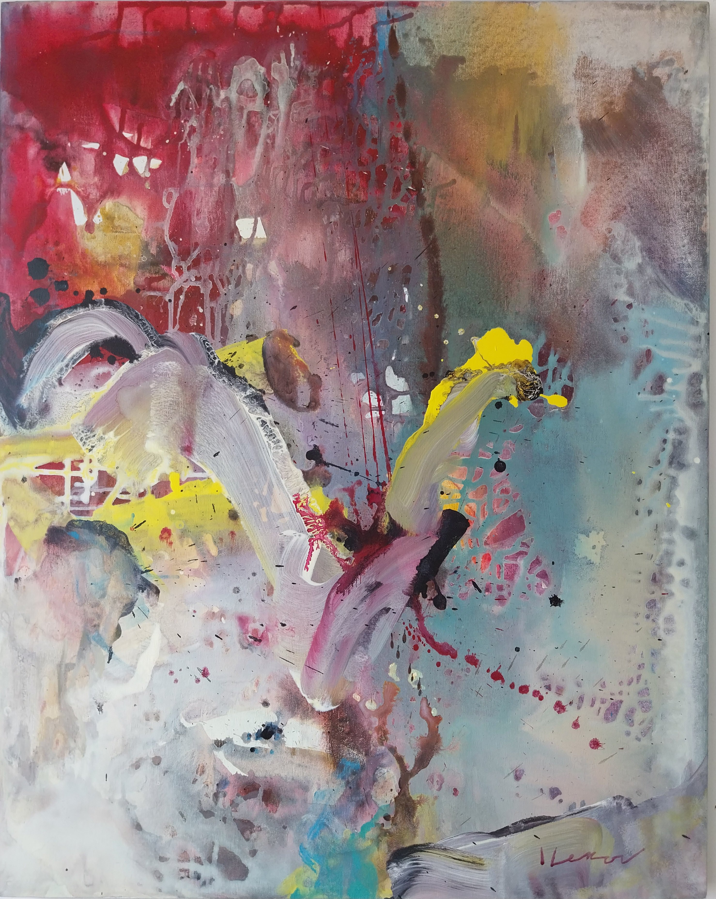 Abstract Acrylic Painting By Ivo Lekov, 29 X 36, Vibration 2, Original Artwork